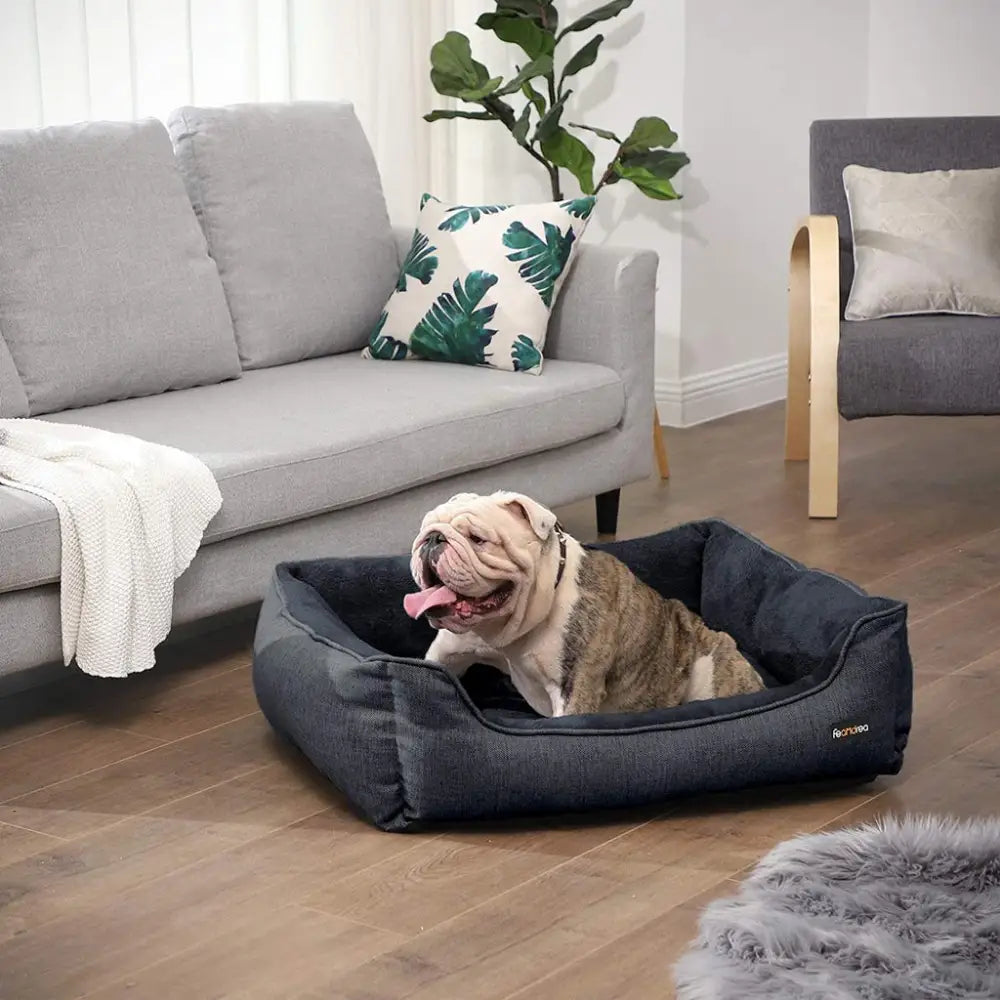 FEANDREA 90cm Dog Sofa Bed with Removable Washable Cover Dark Grey - Pet Care > Dog Supplies > Dog Beds
