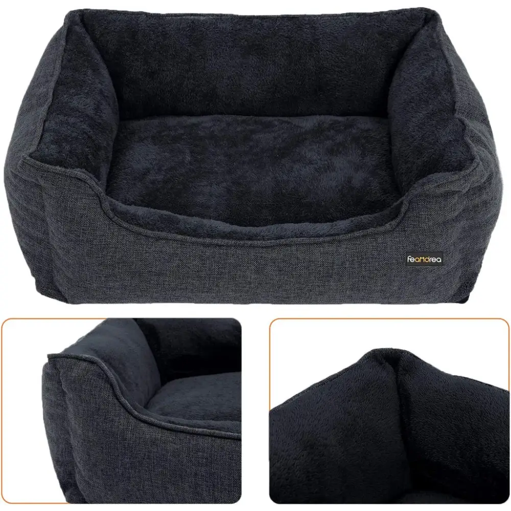 FEANDREA 90cm Dog Sofa Bed with Removable Washable Cover Dark Grey - Pet Care > Dog Supplies > Dog Beds