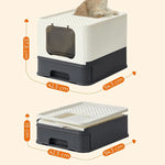 Feandrea Cat Litter Tray with Lid and Door Beige and Black PPT001W01 - Pet Care > Cat Supplies > Cat Litter