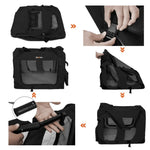 FEANDREA Dog Kennel Transport Box Folding Fabric Pet Carrier 60cm Black - Pet Care > Cat Supplies > Cat Carriers &