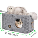Felt Cat House - Detachable Foldable Breathable Pet Bed for Cats and Small Dogs 45x35x35cm - Pet Care > Cat Supplies >