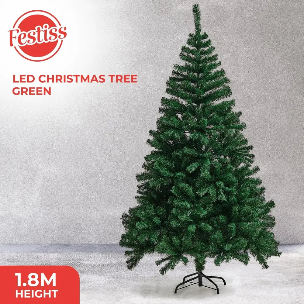FESTISS 1.8m Christmas Tree with 250 LED Lights Warm White (Green) FS-TREE-08 - Home & Garden > Decor