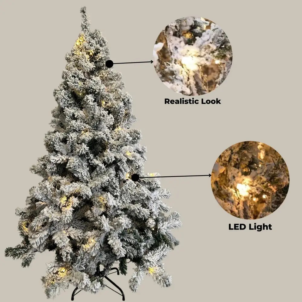 FESTISS 1.8m Christmas Tree with 250 LED Lights Warm White (Snowy) FS-TREE-09 - Home & Garden > Decor