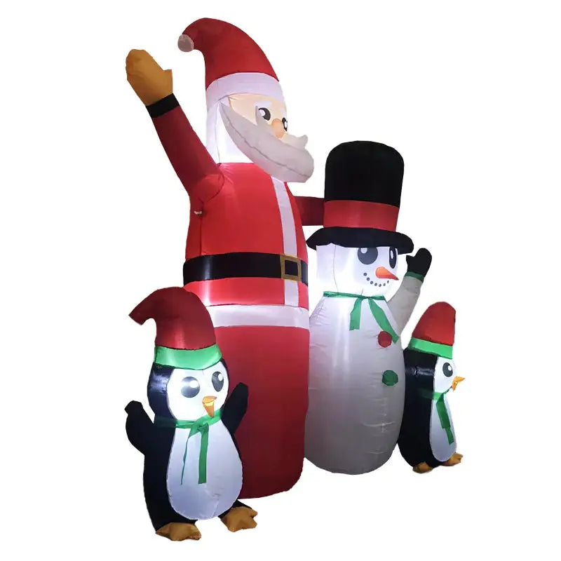 Festiss 1.8m Santa Snowman and Penguin Greeting Christmas Inflatable with LED - Occasions > Christmas > Christmas