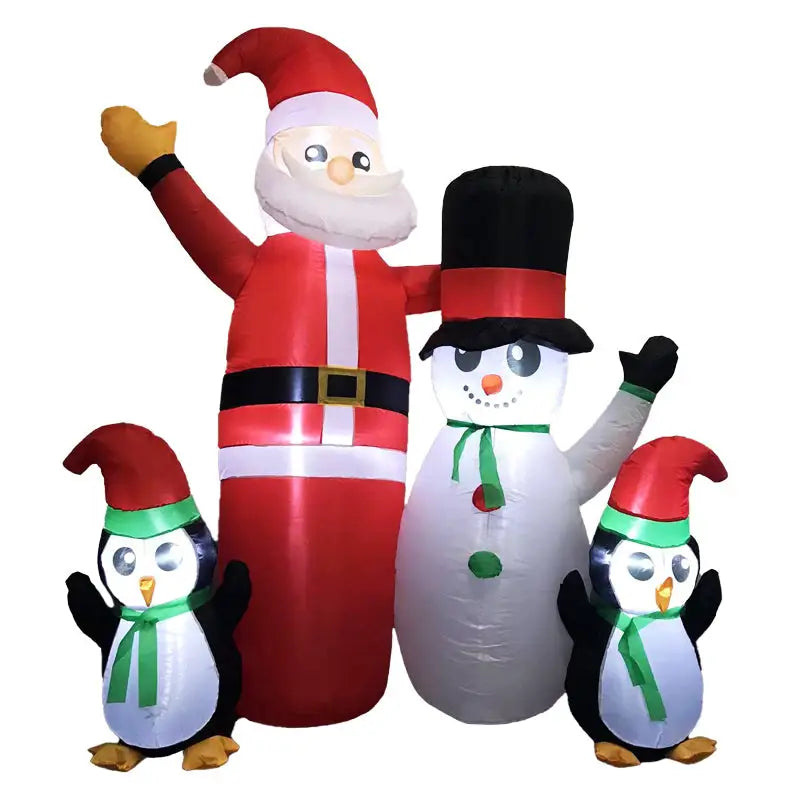 Festiss 1.8m Santa Snowman and Penguin Greeting Christmas Inflatable with LED - Occasions > Christmas > Christmas