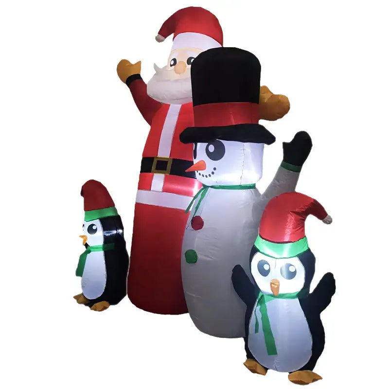 Festiss 1.8m Santa Snowman and Penguin Greeting Christmas Inflatable with LED - Occasions > Christmas > Christmas