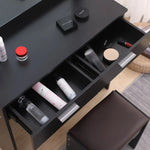 Fidel Vanity Set with Cushioned Stool and Lighted Mirror- Black - Furniture > Bedroom