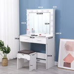 Fidel Vanity Set with Cushioned Stool and Lighted Mirror- White - Furniture > Bedroom