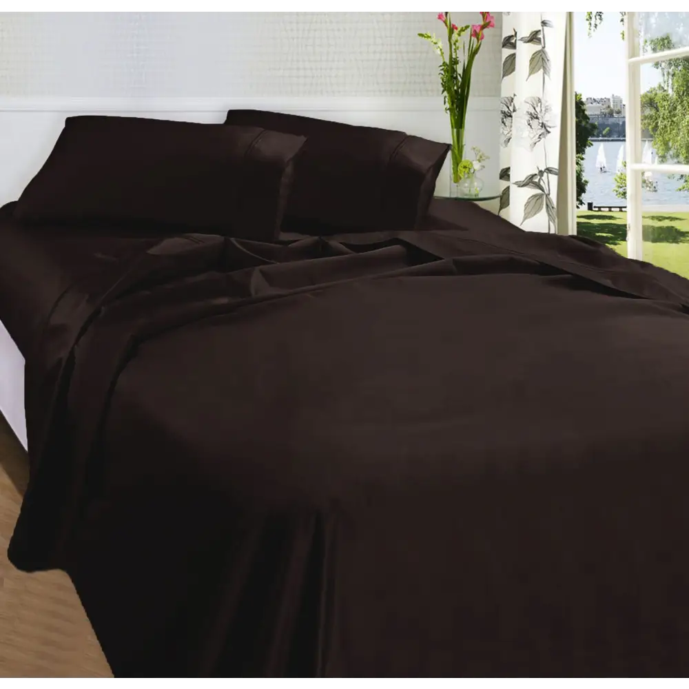 Fieldcrest 875TC Egyptian Cotton Sateen Sheet Set Chocolate Queen - Home & Garden > Bedding