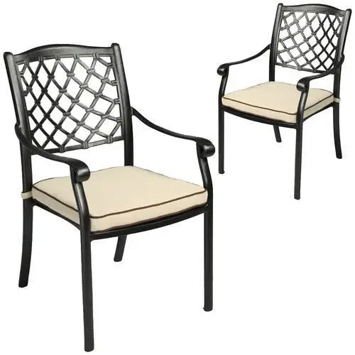 Fiji Metal Outdoor Dining chair with cushions (1 pair) - Furniture > Outdoor