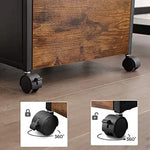 File Cabinet with 2 Drawers Wheels and Open Compartment Rustic Brown and Black - Home & Garden > Home Office