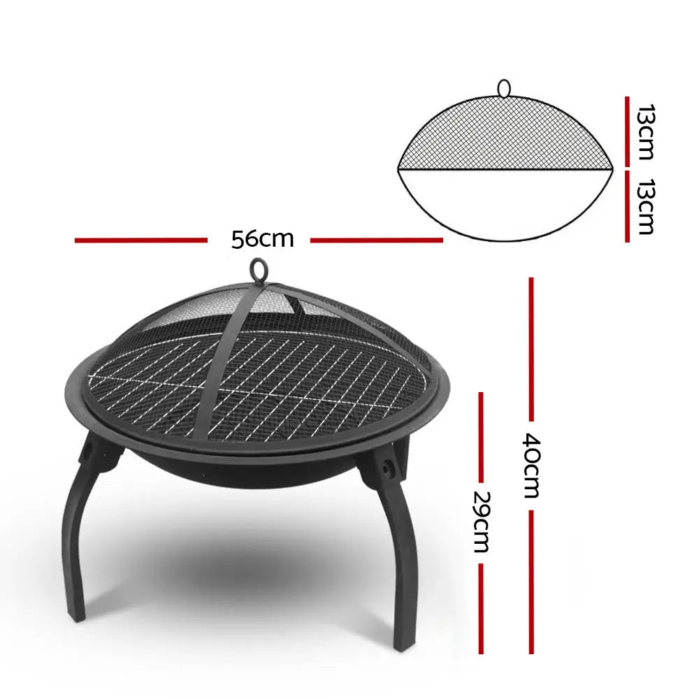 Fire Pit BBQ Charcoal Smoker Portable Outdoor Camping Pits Patio Fireplace 22’’ - Home & Garden > Firepits