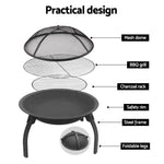 Fire Pit BBQ Charcoal Smoker Portable Outdoor Camping Pits Patio Fireplace 22’’ - Home & Garden > Firepits