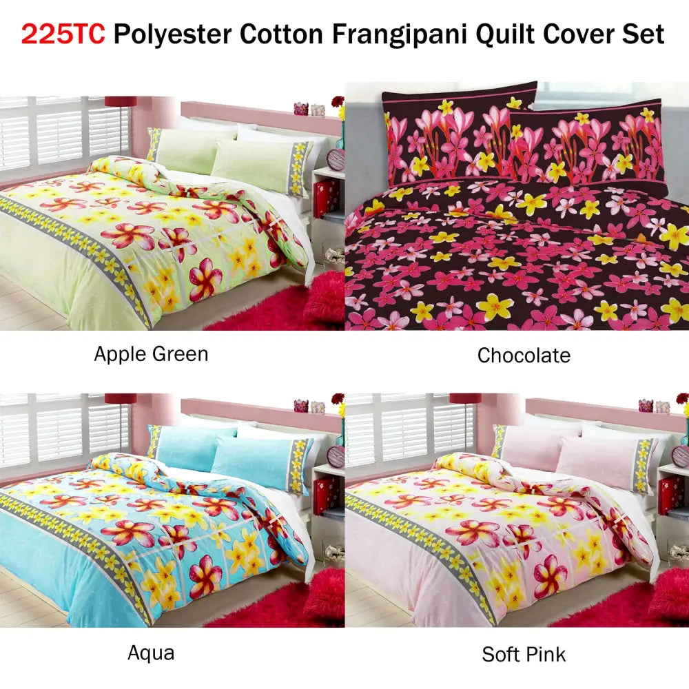 Floating Frangipani Quilt Cover Set Aqua Single - Home & Garden > Bedding