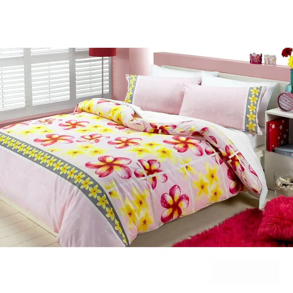 Floating Frangipani Quilt Cover Set Soft Pink Single - Home & Garden > Bedding