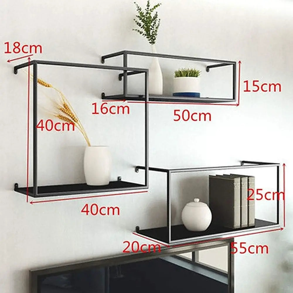 Floating Shelves Retro Industrial Ledge Black Metal Display Stand - Furniture > Office