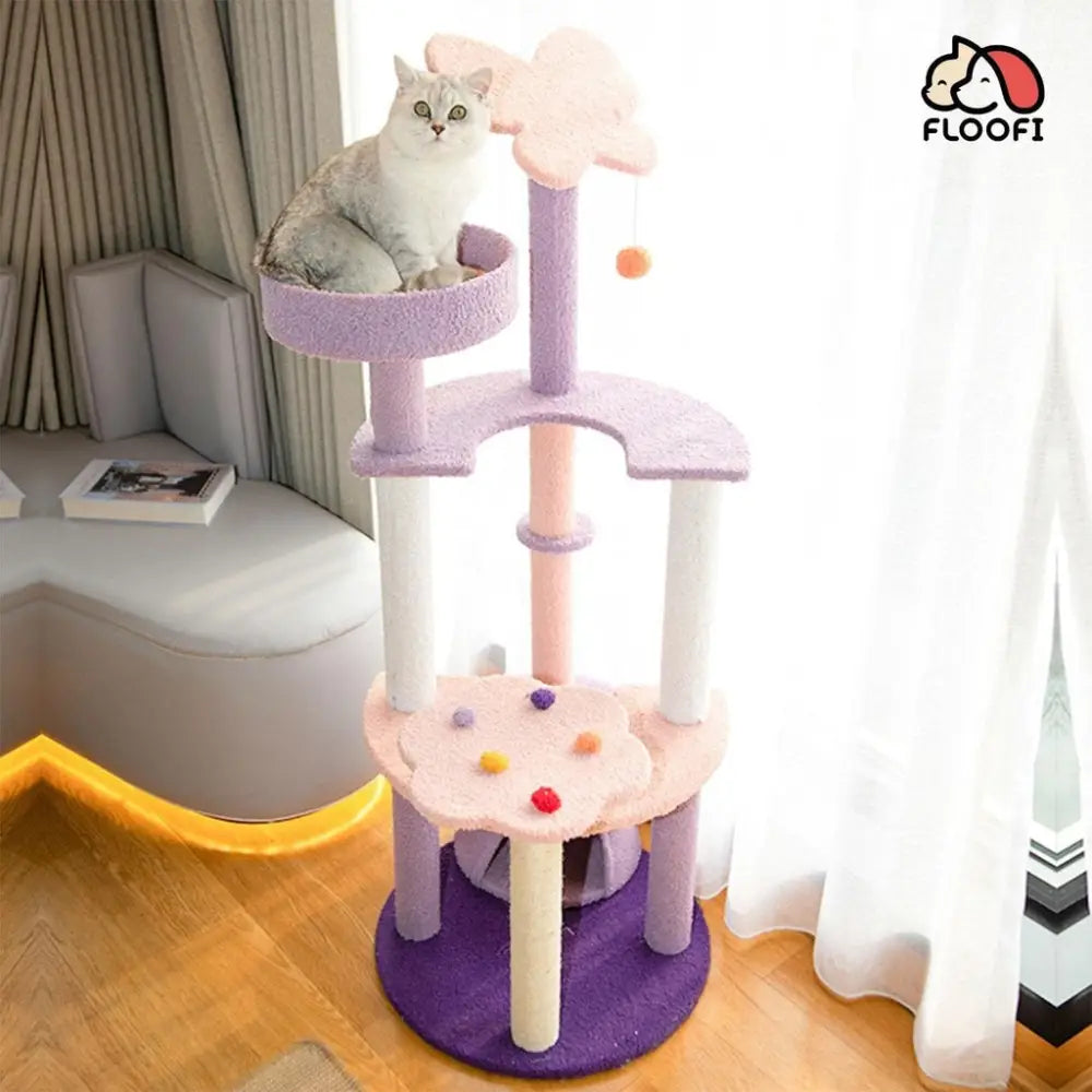 Floofi 128cm Butterfly Plush Cat Condo Cat Tree Pink Purple - Pet Care > Toys > Cat Toys