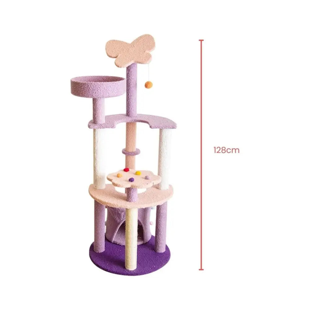 Floofi 128cm Butterfly Plush Cat Condo Cat Tree Pink Purple - Pet Care > Toys > Cat Toys