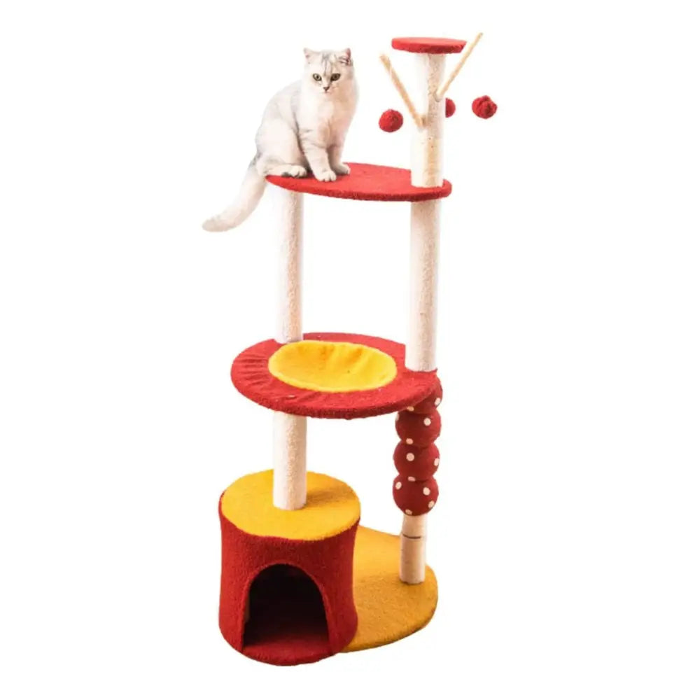 Floofi 130cm Tanghulu Plush Cat Condo Cat Tree Red Yellow - Pet Care > Toys > Cat Toys