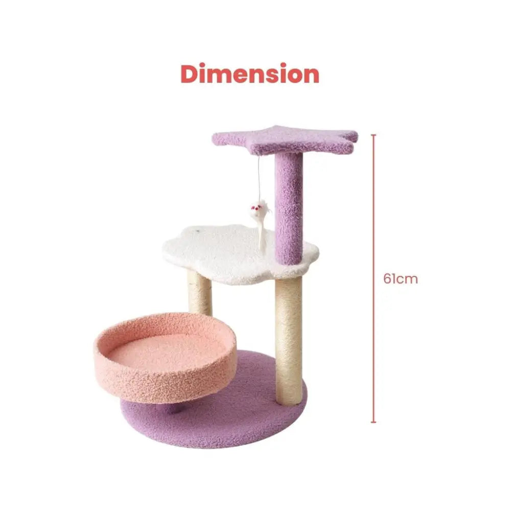 Floofi 61cm Galaxy Plush Scratching Post Cat Tree Pink Purple - Home & Garden > Wall Art > 3D Wall Art