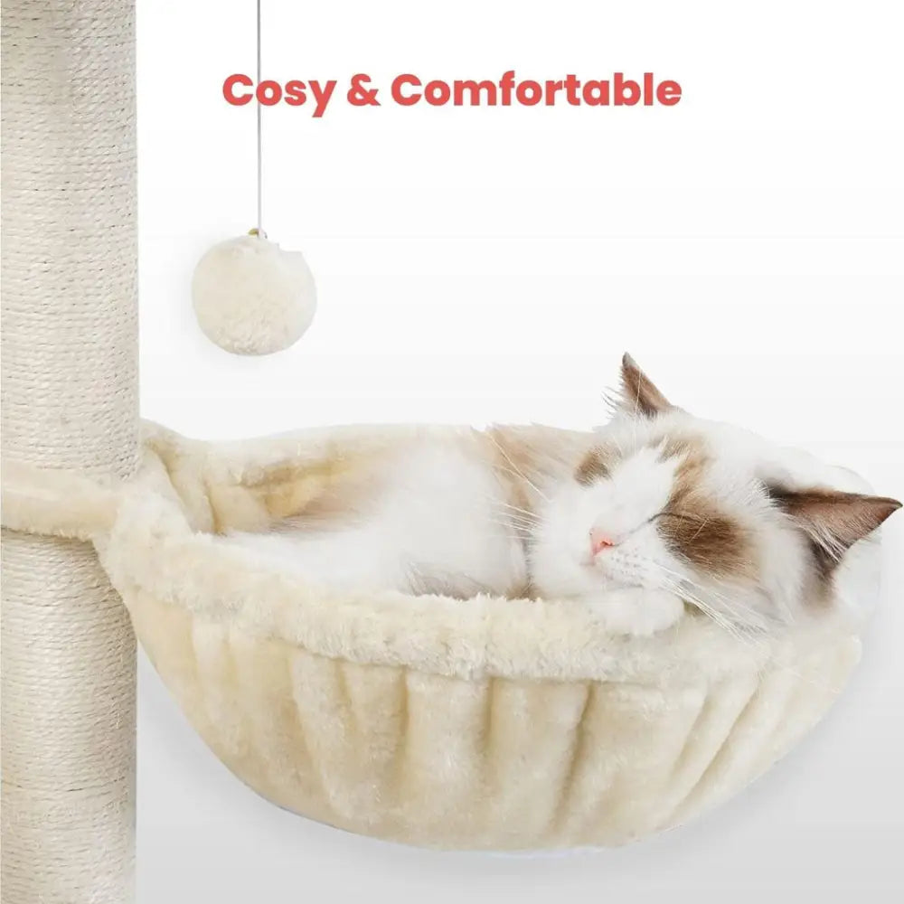 Floofi 97cm Adjustable Base Plush Cat Tree Beige - Pet Care > Dog Supplies > Dog Beds