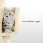 Floofi 97cm Adjustable Base Plush Cat Tree Beige - Pet Care > Dog Supplies > Dog Beds