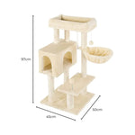 Floofi 97cm Adjustable Base Plush Cat Tree Beige - Pet Care > Dog Supplies > Dog Beds