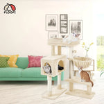 Floofi 97cm Adjustable Base Plush Cat Tree Beige - Pet Care > Dog Supplies > Dog Beds