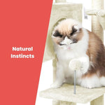 Floofi 97cm Adjustable Base Plush Cat Tree Beige - Pet Care > Dog Supplies > Dog Beds