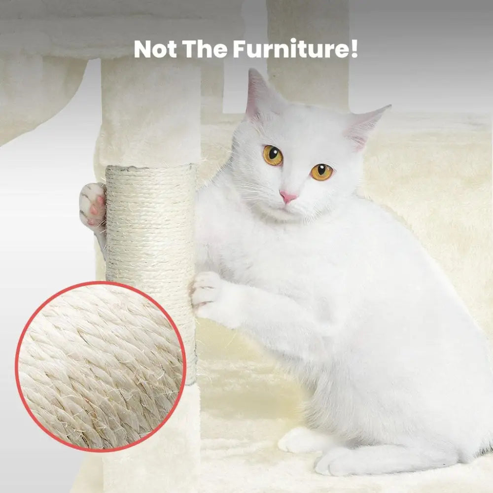 Floofi 97cm Adjustable Base Plush Cat Tree Beige - Pet Care > Dog Supplies > Dog Beds