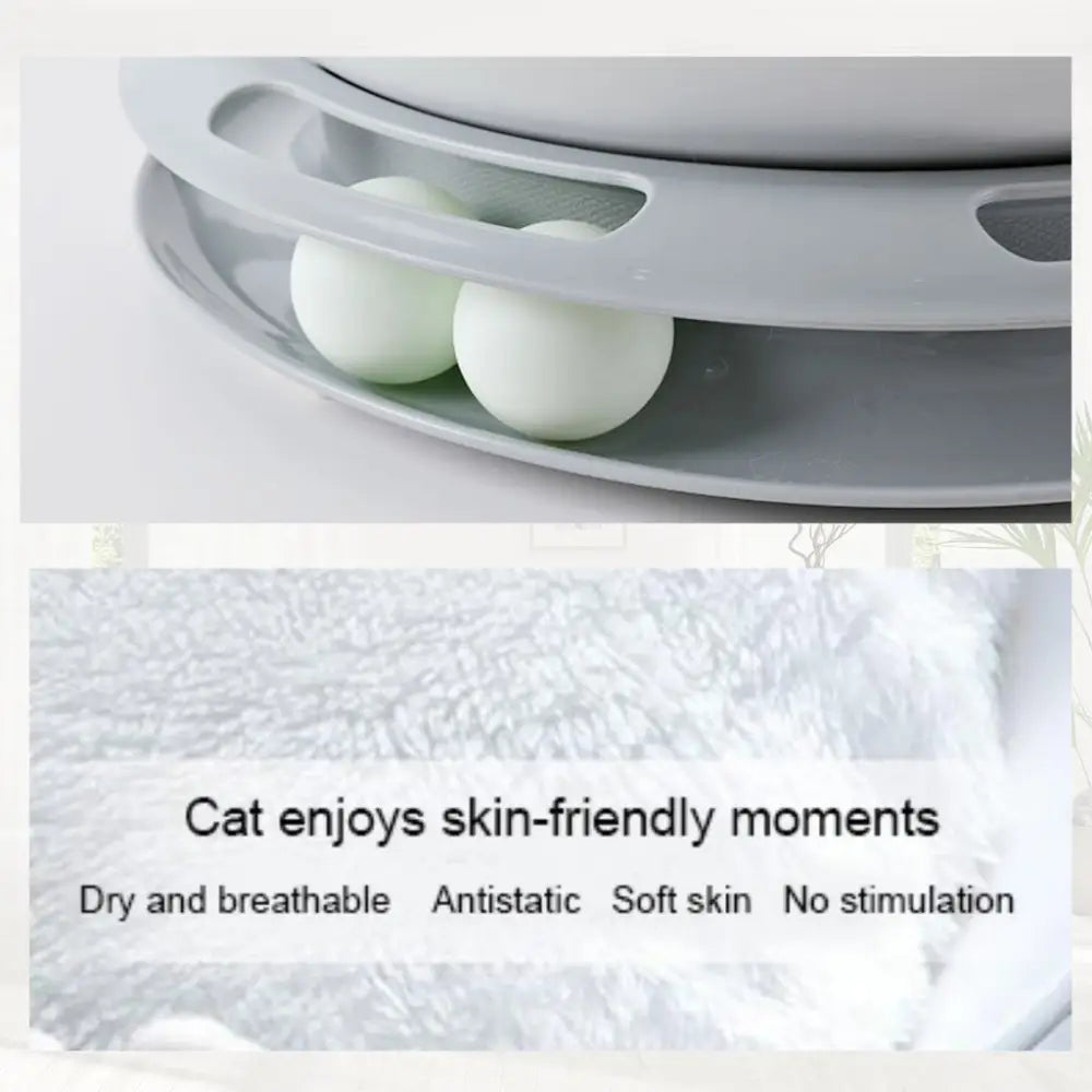 Floofi Cat Bed 2 in 1 With Turntable Toy (Grey) - Pet Care > Toys > Cat Toys