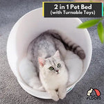 Floofi Cat Bed 2 in 1 With Turntable Toy (Grey) - Pet Care > Toys > Cat Toys