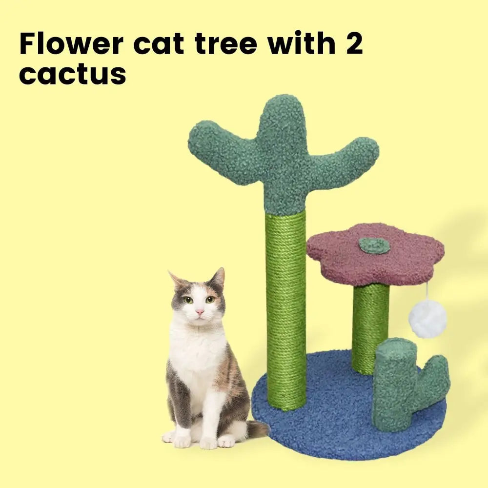 Floofi Flower Cat Tree with 2 Cactus 50cm - Pet Care > Toys > Cat Toys