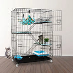 FLOOFI Four-Level Pet Rabbit Bird Cage with Hammock (Black) - Pet Care > Bird > Bird Cages & Stands