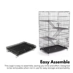 FLOOFI Four-Level Pet Rabbit Bird Cage with Hammock (Black) - Pet Care > Bird > Bird Cages & Stands