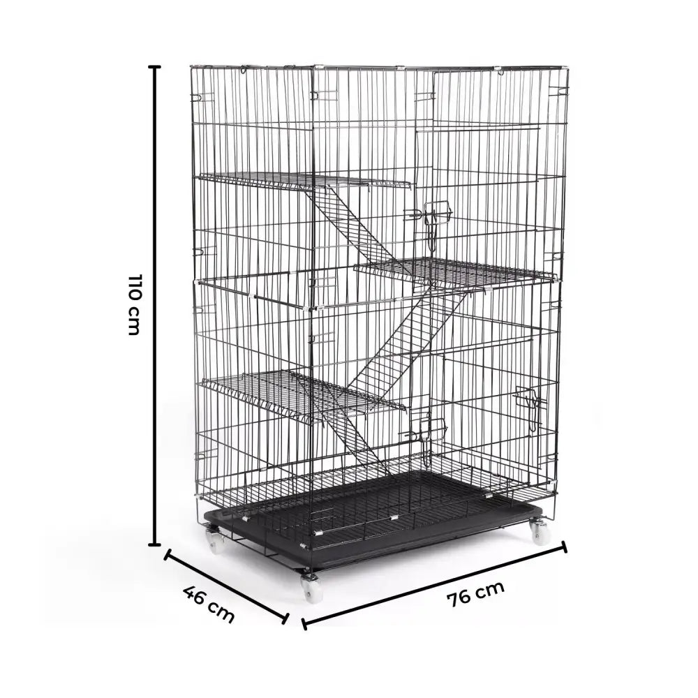 FLOOFI Four-Level Pet Rabbit Bird Cage with Hammock (Black) - Pet Care > Bird > Bird Cages & Stands