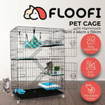 FLOOFI Four-Level Pet Rabbit Bird Cage with Hammock (Black) - Pet Care > Bird > Bird Cages & Stands