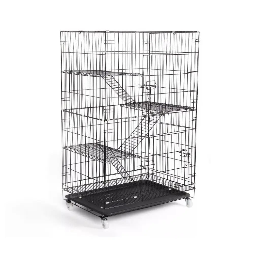 FLOOFI Four-Level Pet Rabbit Bird Cage with Hammock (Black) - Pet Care > Bird > Bird Cages & Stands