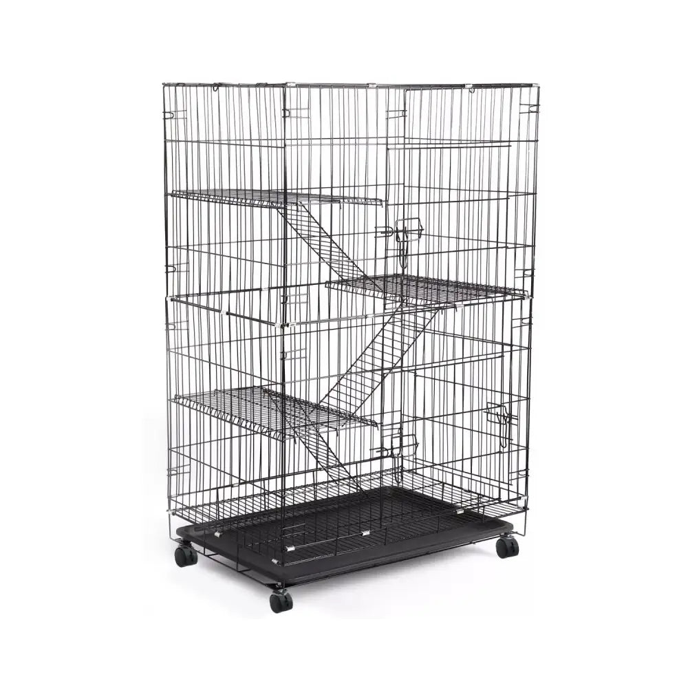 FLOOFI Three-Level Pet Rabbit Bird Cage with Hammock (Black) - Pet Care > Bird > Bird Cages & Stands