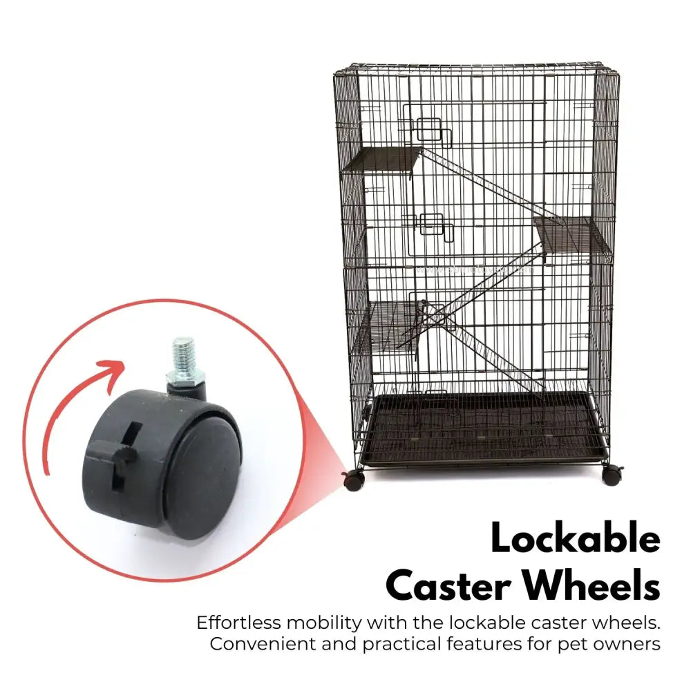 FLOOFI Three-Level Pet Rabbit Bird Cage with Hammock (Black) - Pet Care > Bird > Bird Cages & Stands