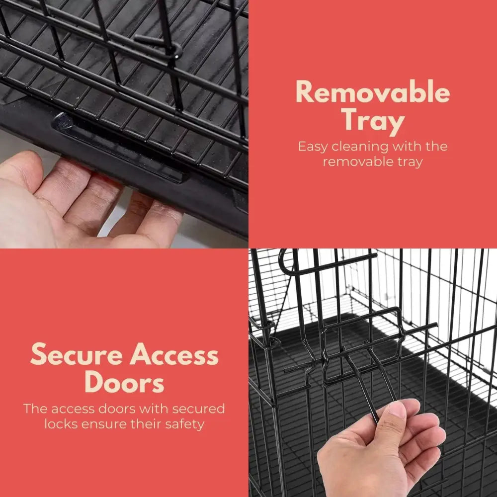 FLOOFI Three-Level Pet Rabbit Bird Cage with Hammock (Black) - Pet Care > Bird > Bird Cages & Stands