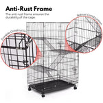 FLOOFI Three-Level Pet Rabbit Bird Cage with Hammock (Black) - Pet Care > Bird > Bird Cages & Stands