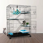 FLOOFI Three-Level Pet Rabbit Bird Cage with Hammock (Black) - Pet Care > Bird > Bird Cages & Stands