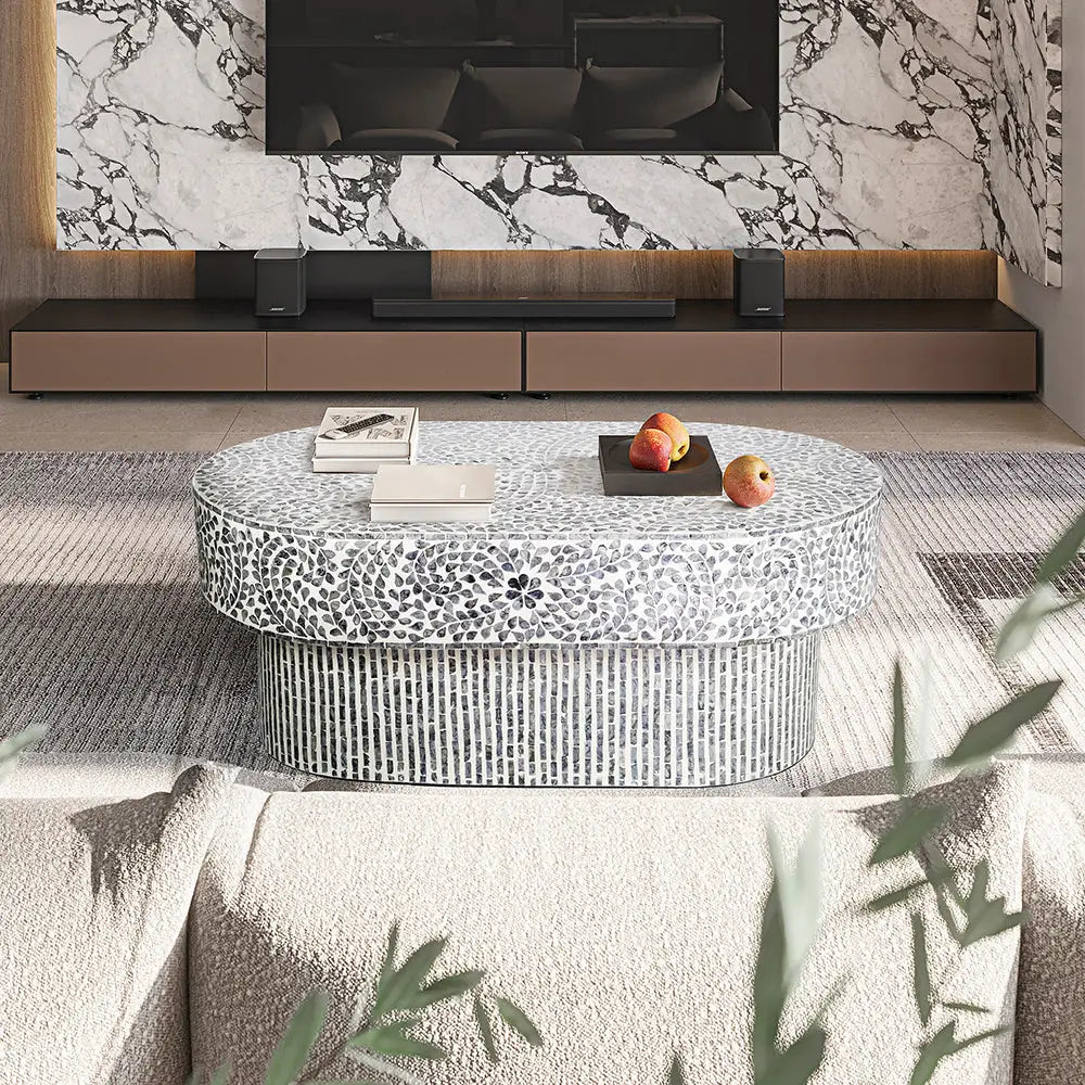 FLORAL MOTHER OF PEARL COFFEE TABLE - Furniture > Living Room > Coffee Tables