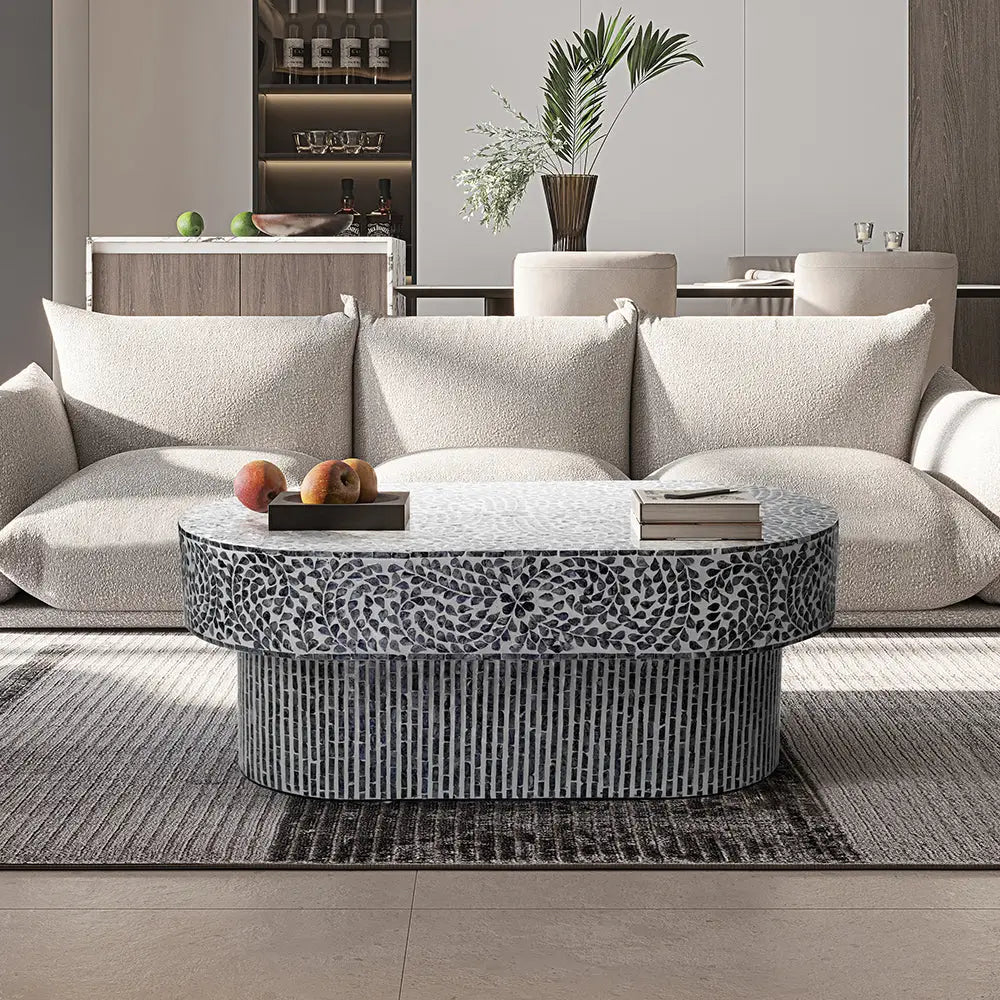 FLORAL MOTHER OF PEARL COFFEE TABLE - Furniture > Living Room > Coffee Tables