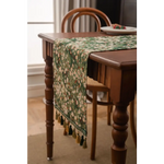 Floral Table Runner with Tassels - Jacquard Green Farmhouse Style (33x220cm) - Home & Garden > Decor > Vases & Table