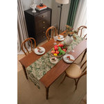 Floral Table Runner with Tassels - Jacquard Green Farmhouse Style (33x275cm) - Home & Garden > Decor > Vases & Table