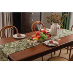 Floral Table Runner with Tassels - Jacquard Green Farmhouse Style (33x275cm) - Home & Garden > Decor > Vases & Table