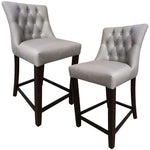 Florence 2pc High Fabric Dining Chair Bar Stool French Provincial Solid Timber - Furniture > Dining