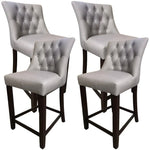 Florence 4pc High Fabric Dining Chair Bar Stool French Provincial Solid Timber - Furniture > Dining